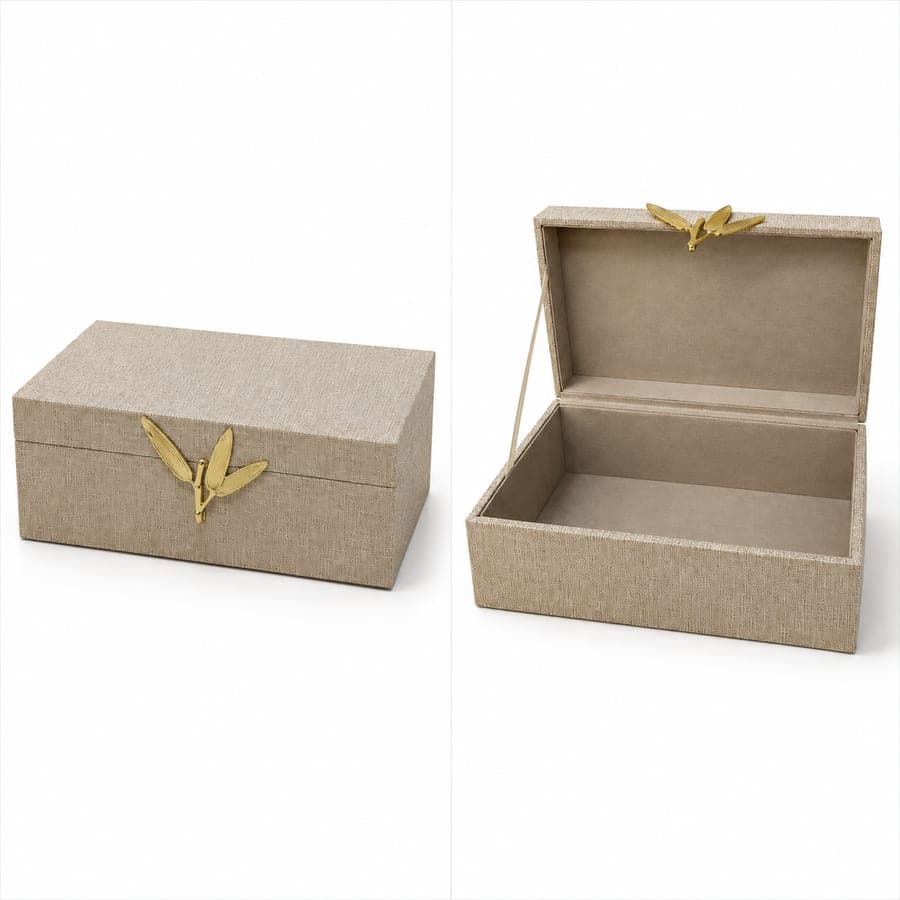 Linen Box With Bamboo Clasp Lg