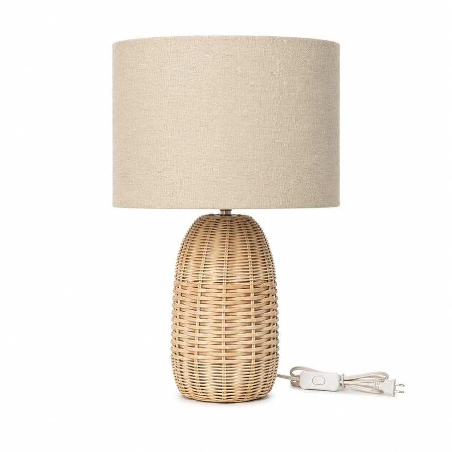 Rattan & Linen Table Lamp