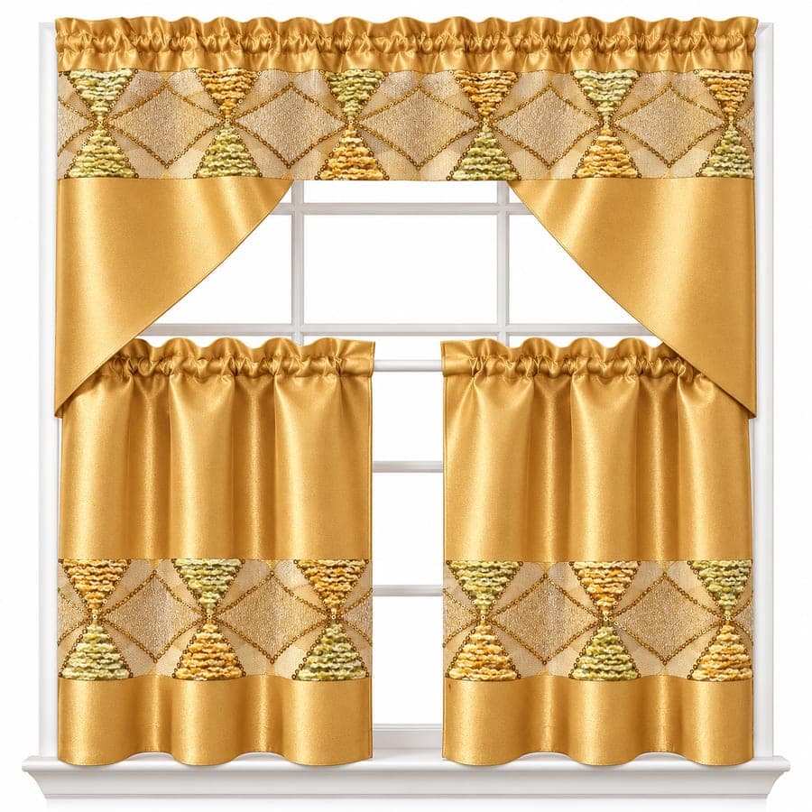 Diamond Kitchen Curtain Set 2PC
