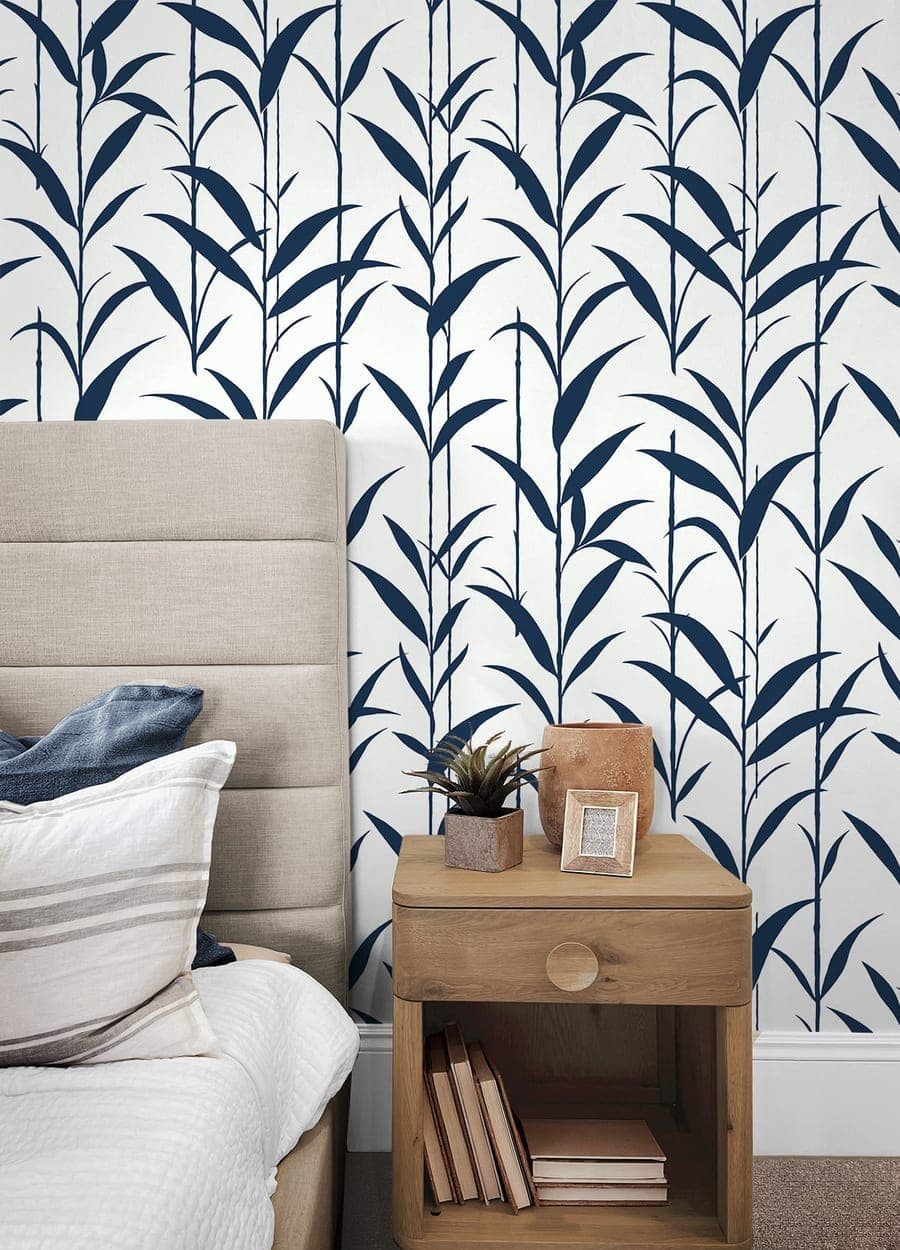 Bamboo Silhouette Royal Blue Wallpaper