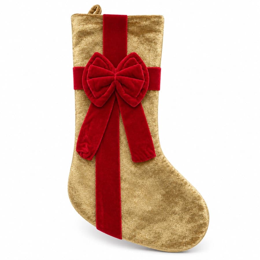 Velvet Xmas Bow Socking