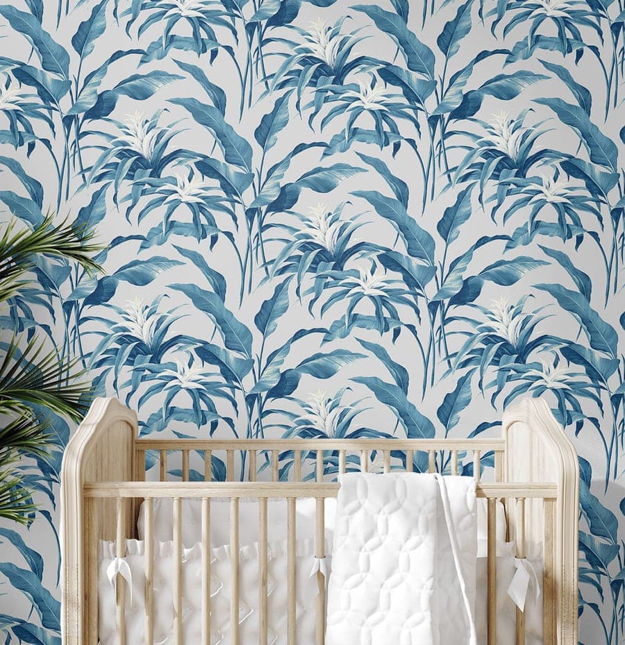 Palma Blue Lagoon & Grey Wallpaper