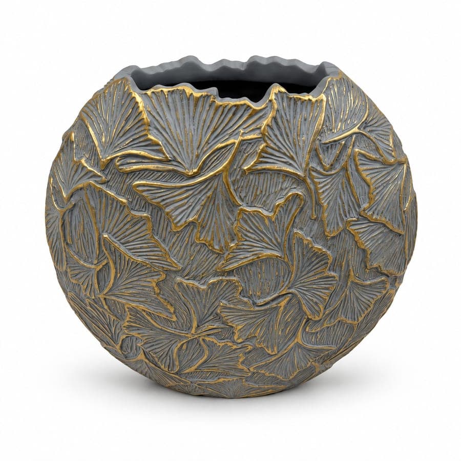 Grey With Gold Vase Large