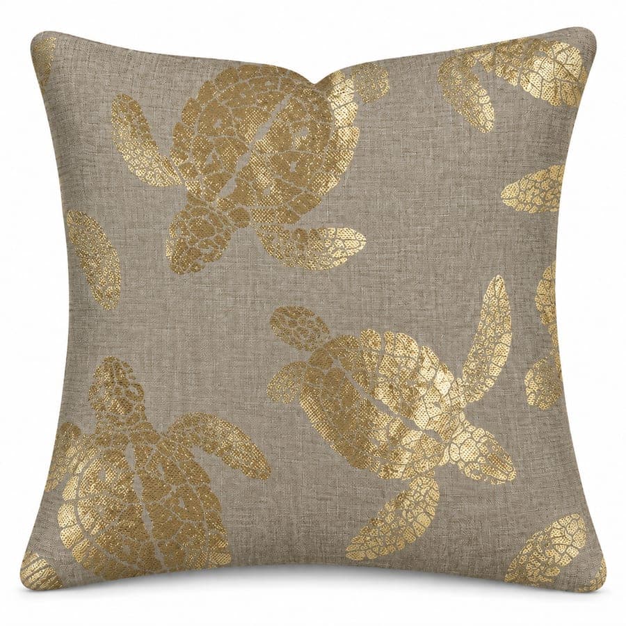Gold Turtle Jute Cushion Cover