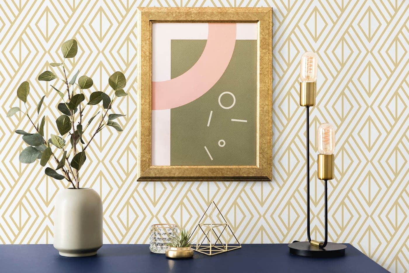 Diamond Geometric Gold Wallpaper