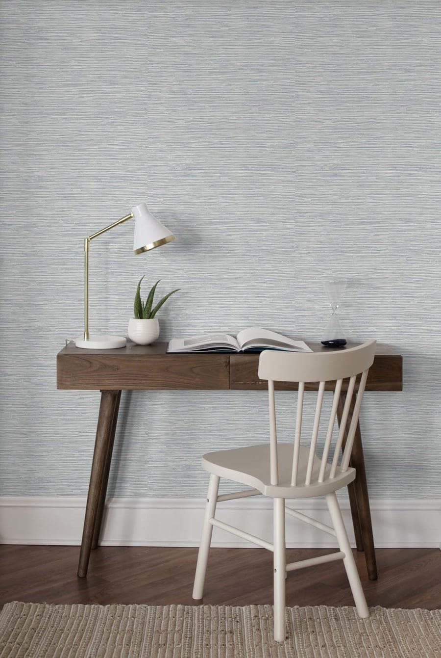 Cyrus Faux Grasscloth Dove Grey & Bluestone Wallpaper