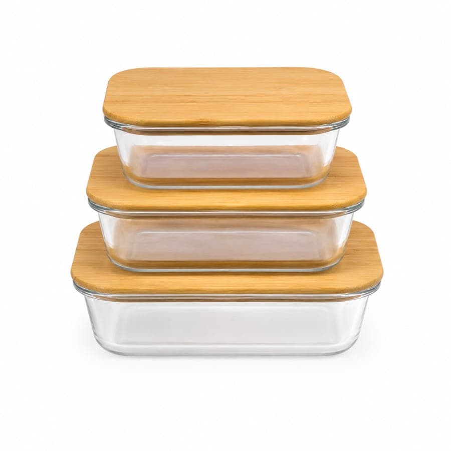 Bamboo Glass Container Set