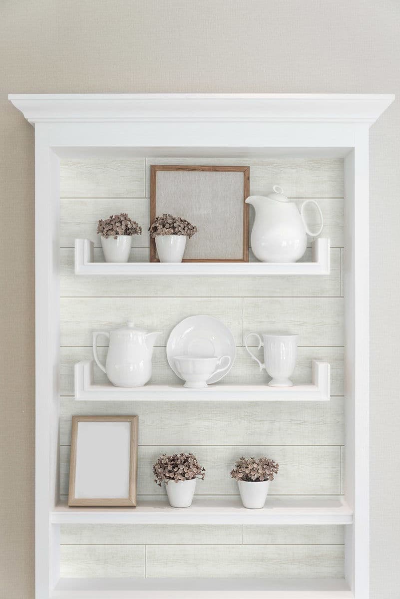 Shiplap Off White Wallpaper