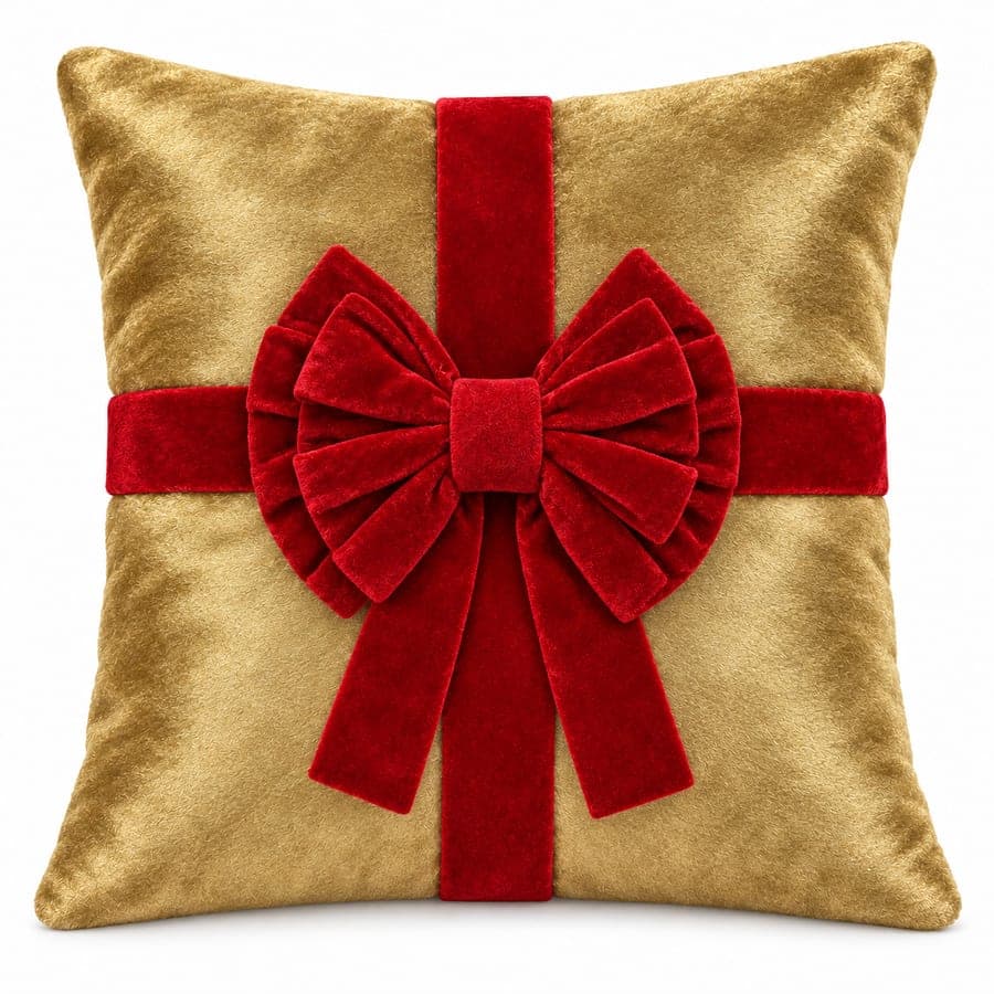 Velvet Xmas Bow Cushion Cover